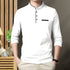 Men White Henley Full Sleeve T-Shirt